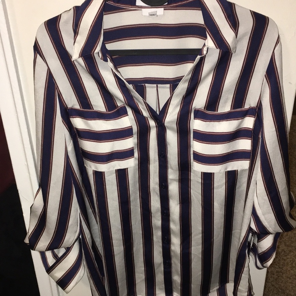 Blue/Tan/Brown Blouse Slim Brand Express US Size M